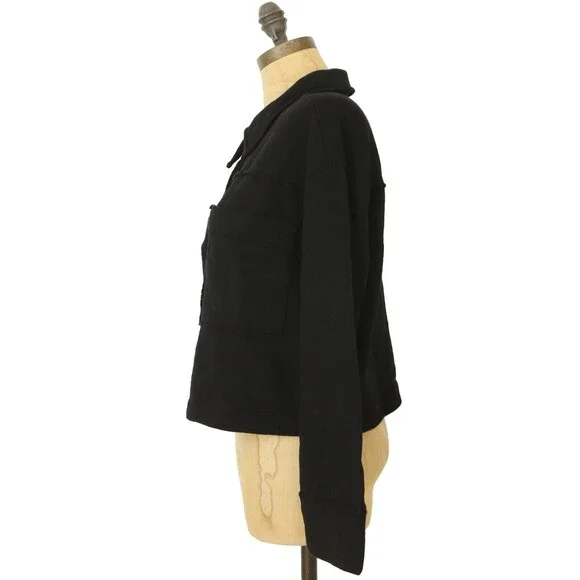 T. la Anthropologie $188 Black Eamon Shacket Shirt Jacket Size XS Black NEW B78 - Picture 5 of 6